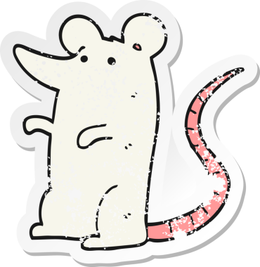 Bir insan tarafından çizilmiş karikatür faresinin sıkıntılı çıkartması.