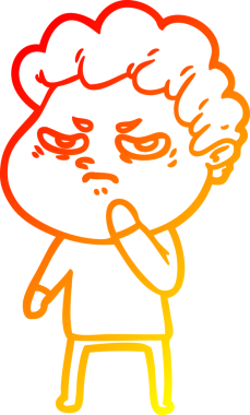 Bir insan tarafından çizilmiş kızgın bir adamın sıcak çizgi çizimi.