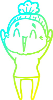 Bir insan tarafından çizilmiş, mutlu, yaşlı bir kadının çizdiği soğuk çizgi.