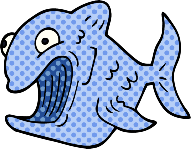 Bir insan tarafından çizilmiş komik karikatür balığı.