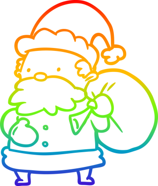 Noel Baba 'nın çizdiği gökkuşağı gradyanı bir insan tarafından çizilmiş.