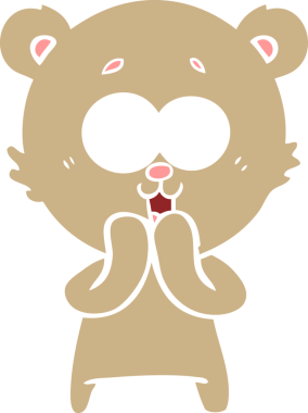 Bir insan tarafından çizilmiş gülen ayıcık düz renkli çizgi film.