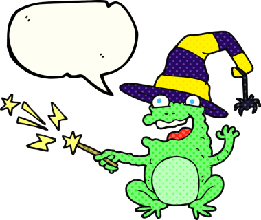 Bir insan tarafından çizilmiş serbest çizilmiş çizgi roman konuşma balonu karikatür karakurbağası büyü