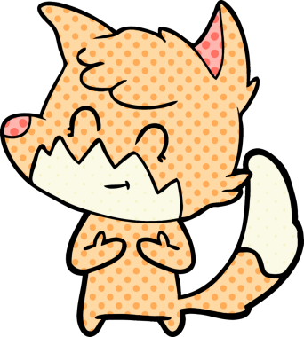 Bir insan tarafından çizilmiş çizgi film dostu tilki.