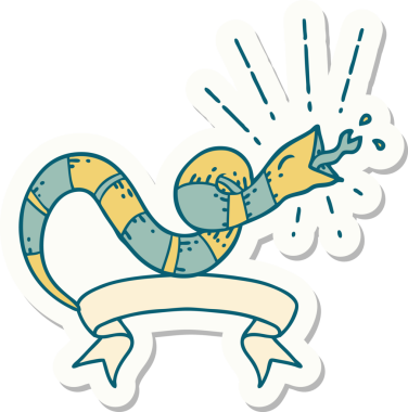 Bir insan tarafından çizilmiş dövme stili tıslayan yılan.