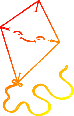 Bir insan tarafından çizilen çizgi film uçurtmasının sıcak gradyan çizgisi