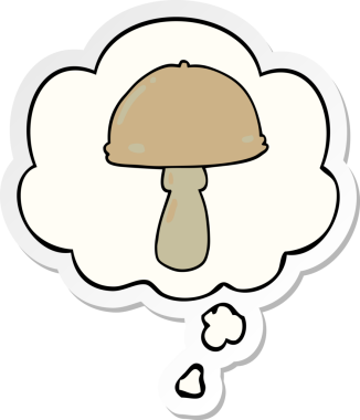 Düşünce baloncuklu mantar insan tarafından çizilmiş bir çıkartma.