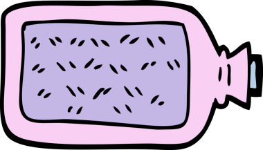 Bir insan tarafından çizilmiş karikatür tarzı sıcak su şişesi.