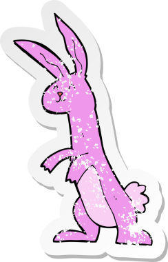Bir insan tarafından çizilmiş karikatür tavşanın gerilmiş yapıştırması.