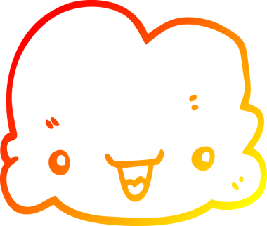 Bir insan tarafından çizilmiş küçük mutlu bulutun sıcak çizgi çizimi