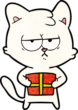 Bir insan tarafından çizilmiş sıkıcı çizgi film kedisi.