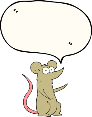 Bir insan tarafından çizilmiş serbest konuşma balonu çizgi film faresi.