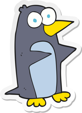 Bir insan tarafından çizilmiş karikatür pengueni çıkartması.
