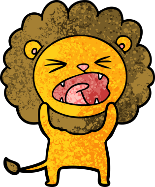 Bir insan tarafından çizilmiş çizgi film aslanı.