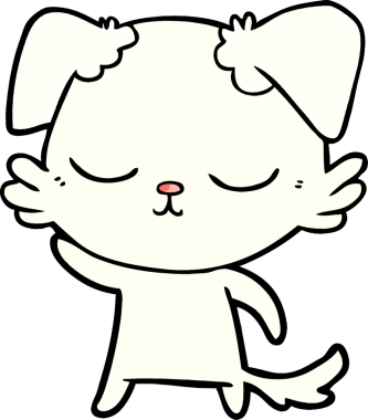 Bir insan tarafından çizilmiş şirin bir çizgi film köpeği.