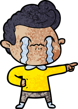 Bir insan tarafından çizilmiş ağlayan çizgi film adamı.