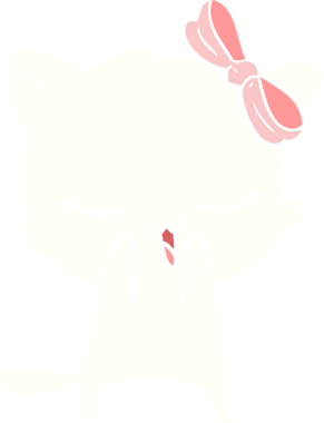 Bir insan tarafından çizilmiş düz renkli çizgi film kedisi.