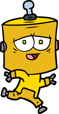 Bir insan tarafından çizilmiş çizgi film robotu