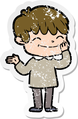 Bir insan tarafından çizilmiş mutlu bir çocuğun sıkıntılı çıkartması.