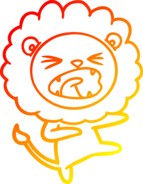 Bir insan tarafından çizilmiş kızgın bir aslanın sıcak çizgi çizimi.