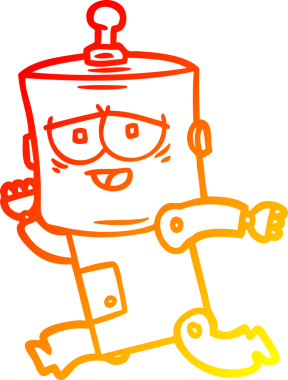 Bir insan tarafından çizilen çizgi film robotunun sıcak çizgi çizimi