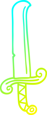 Bir insan tarafından çizilmiş eski bir kılıcın soğuk eğimli çizgisi.