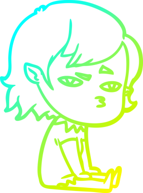 Bir insan tarafından çizilmiş bir vampir kız çizgi filmi.