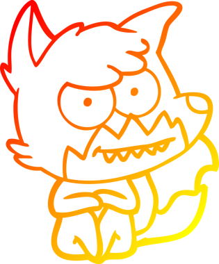 Bir insan tarafından çizilmiş sırıtan bir tilkinin sıcak çizgi çizimi