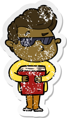 Bir insan tarafından çizilmiş havalı bir adamın sıkıntılı çıkartması.