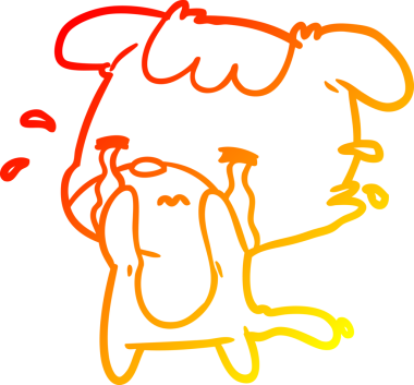 Bir insan tarafından çizilmiş üzgün bir köpeğin çizimi.