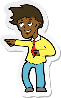 Bir insan tarafından çizilmiş komik bir ofis adamının çıkartması.