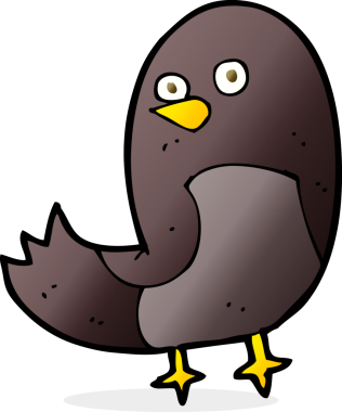 Bir insan tarafından çizilmiş çizgi film kuşu.