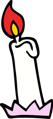 Bir insan tarafından çizilmiş el çizimi çizgi film doğum günü mumu.