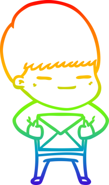 Gökkuşağı gradyan çizimi bir insan tarafından çizilmiş kendini beğenmiş bir çocuğun çizimi.