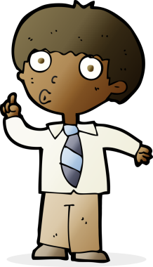 Bir insan tarafından çizilmiş bir sorusu olan karikatür okulu çocuğu.