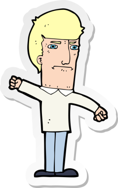 Bir insan tarafından çizilmiş kızgın bir adamın çıkartması.