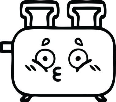 Bir insan tarafından çizilmiş bir tost makinesinin çizgi çizimi