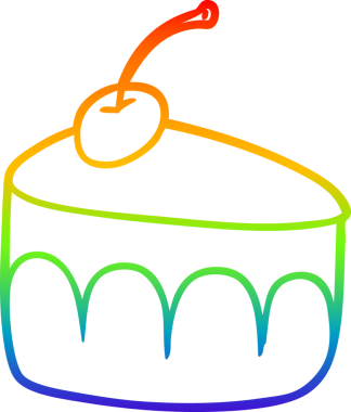 Bir insanın çizdiği lezzetli bir tatlının gökkuşağı gradyanı çizimi