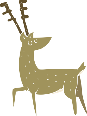 Bir insan tarafından çizilen geyiğin düz renk çizimi