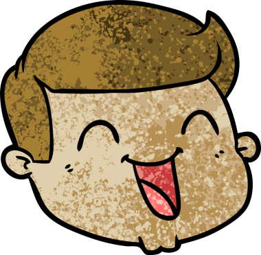 Bir insan tarafından çizilmiş mutlu erkek yüzü.