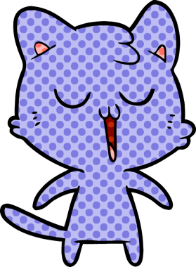 Bir insan tarafından çizilmiş çizgi film kedisi.