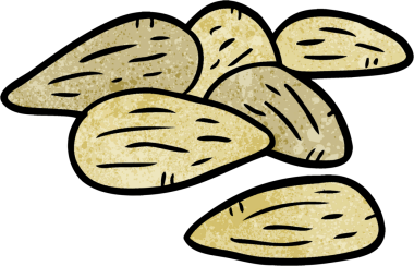 Bir insan tarafından çizilmiş karikatür bademleri.