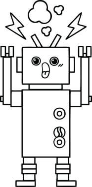 Bir insan tarafından çizilmiş robot arızasının çizgi çizimi