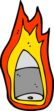 Bir insan tarafından çizilmiş alevli bir mermi.