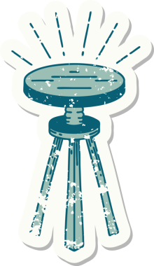 Bir insan tarafından çizilmiş eski dövme stili tahta bir tabure.