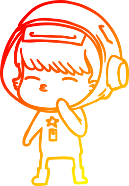 Bir insan tarafından çizilen çizgi film meraklısı astronotun sıcak gradyan çizimi