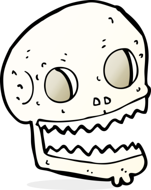 Bir insan tarafından çizilmiş ürkütücü bir kafatası.