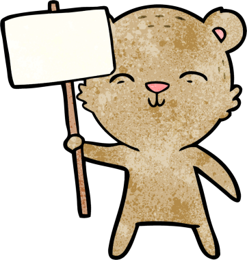 Bir insan tarafından çizilmiş mutlu çizgi film ayısı.