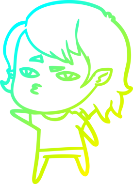 Bir insan tarafından çizilmiş bir vampir kız çizgi filmi.