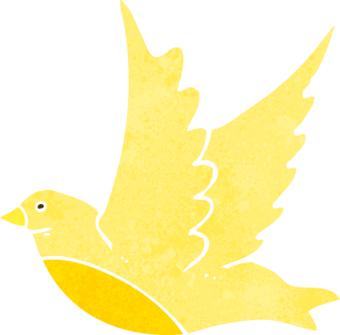 Bir insan tarafından çizilmiş uçan kuş.